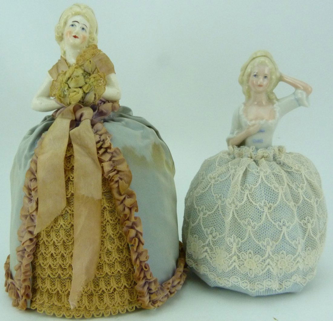 2pc FIGURAL PIN CUSHION PORCELAIN DOLLS (1 of 10)