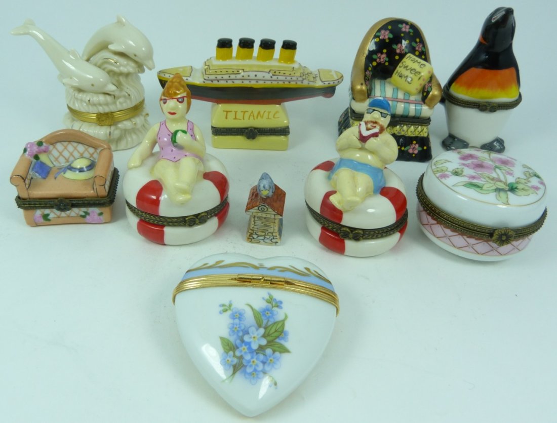 9pc LIMOGES STYLE PORCELAIN TRINKET BOXES (1 of 5)