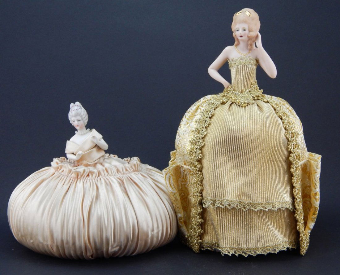 2pc LARGE FIGURAL PIN CUSHION PORCELAIN DOLLS (1 of 8)