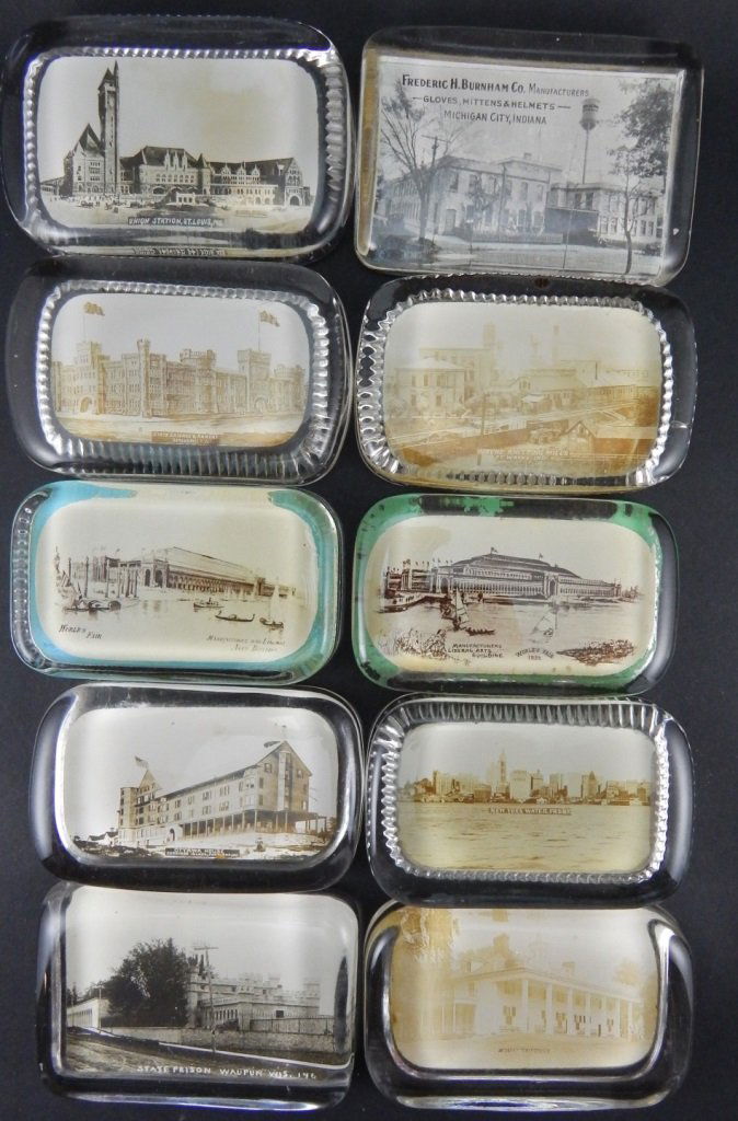 10pc ANTIQUE ADVERTISING / SOUVENIR PAPERWEIGHTS (1 of 6)