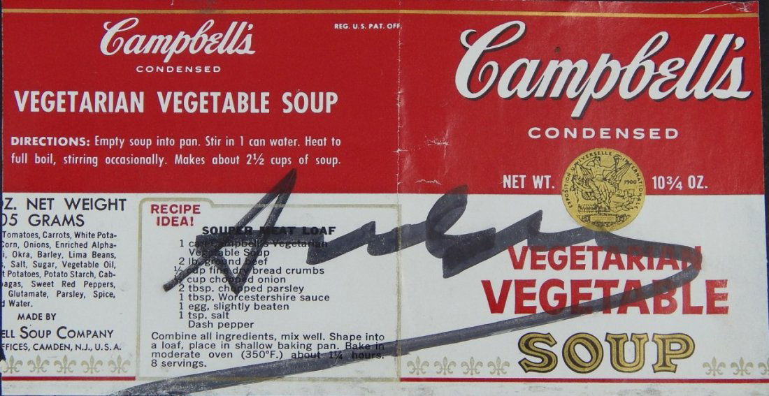 ANDY WARHOL SIGNED CAMPBELL'S SOUP LABEL (1 of 9)