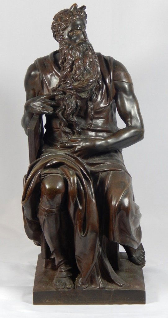 1888 BRONZE MICHELANGELO "MOSES" SCULPTURE (1 of 6)