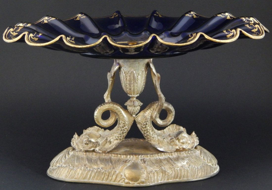 CONTINENTAL COBALT GLASS & SILVERPLATE COMPOTE (1 of 7)