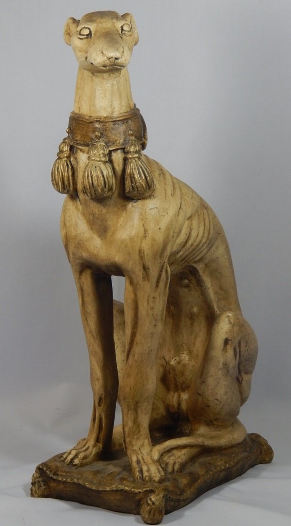 HOLLYWOOD REGENCY CERAMIC WHIPPET DOG SCULPTURE (1 of 5)
