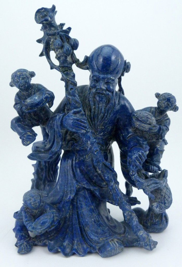CHINESE LAPIS CARVING OF SHOU w CHILDREN (1 of 10)