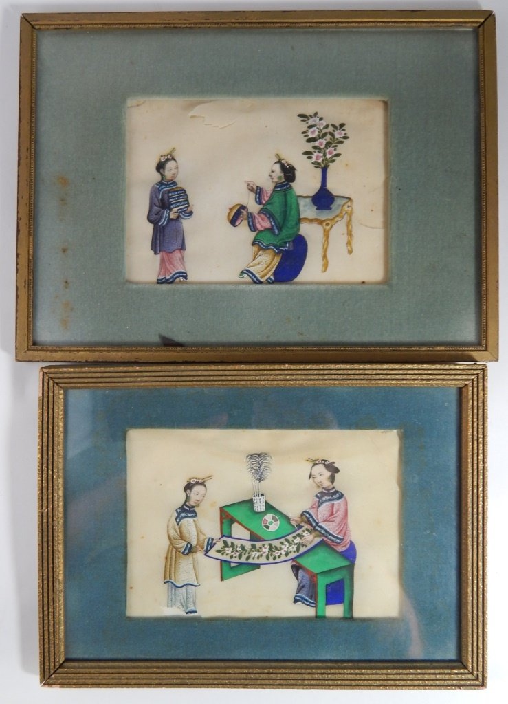 2pc CHINESE ANTIQUE FINE HAND PAINTINGS (1 of 10)