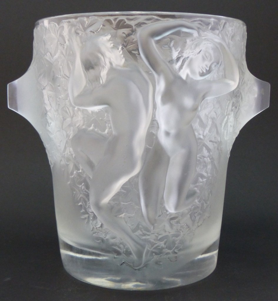 LALIQUE FRANCE "GANYMEDE" FROSTED CHAMPAGNE COOLER (1 of 10)