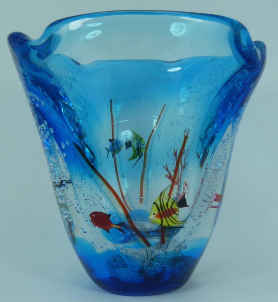 LARGE MURANO ITALIAN UNDERWATER ART GLASS VASE (1 of 10)