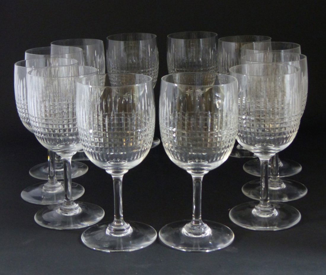 12pc BACCARAT "NANCY" CRYSTAL WATER GOBLETS (1 of 5)