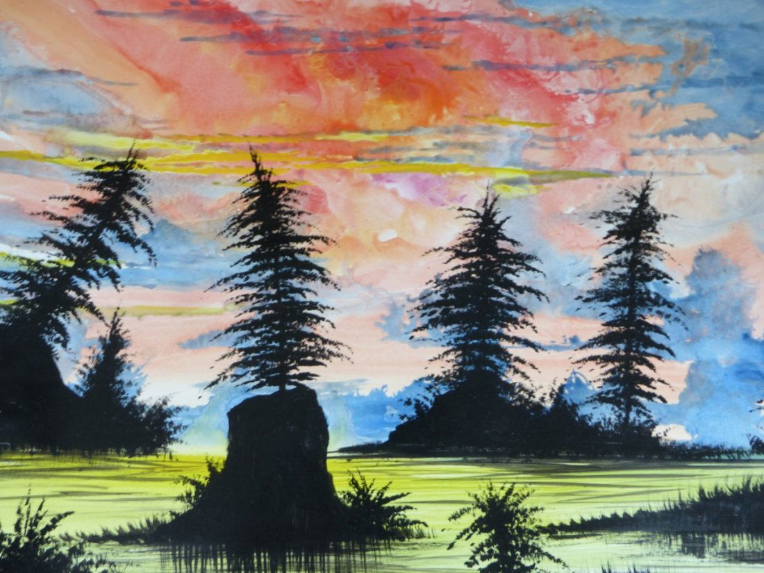 WILLIAM VERDULT OIL PAINTING ON PAPER OF LANDSCAPE: William Verdult oil painting on paper depicting a landscape. Titled "Northern Beauty" Signed lower left. Measures 22" height by 28" width (55.8cm by 71.1cm).