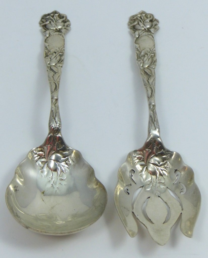 ORNATE ART NOUVEAU STERLING SILVER SERVING PIECES (1 of 8)