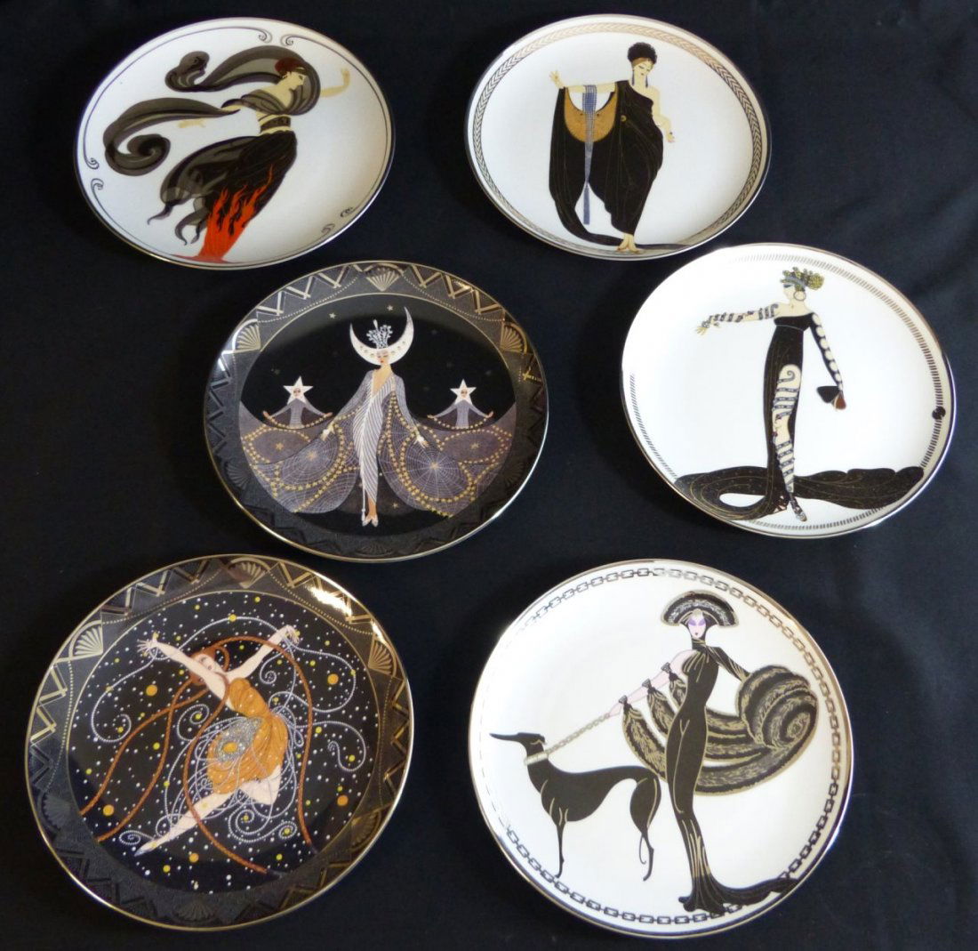 6pc ROYAL DOULTON HOUSE OF ERTE PORCELAIN PLATES (1 of 8)