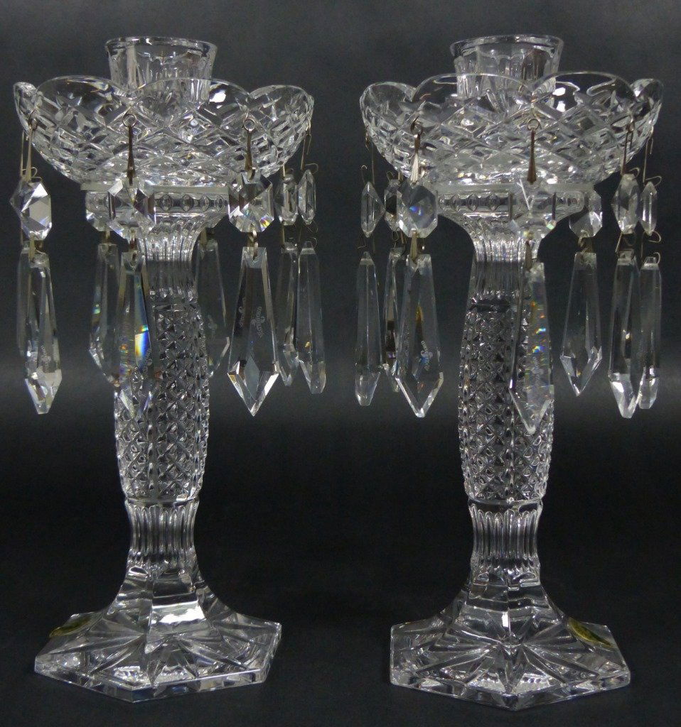 PAIR WATERFORD CUT CRYSTAL LUSTERS (1 of 8)