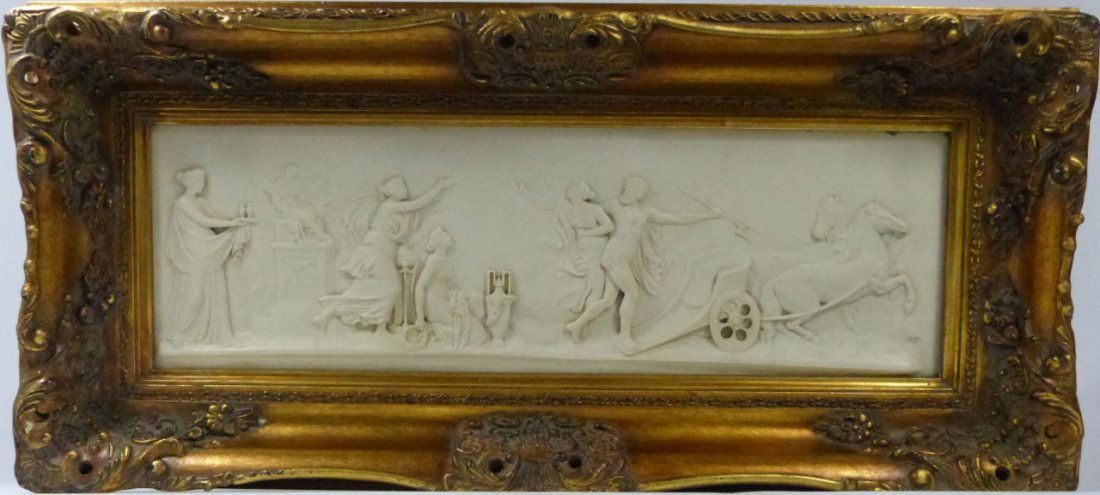 CONTINENTAL MARBLE RELIEF PLAQUE w ROMAN SCENE (1 of 8)