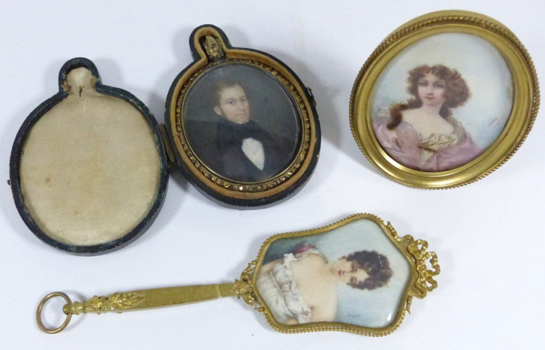 THREE HAND PAINTED MINIATURES ON CELLULOID (1 of 10)