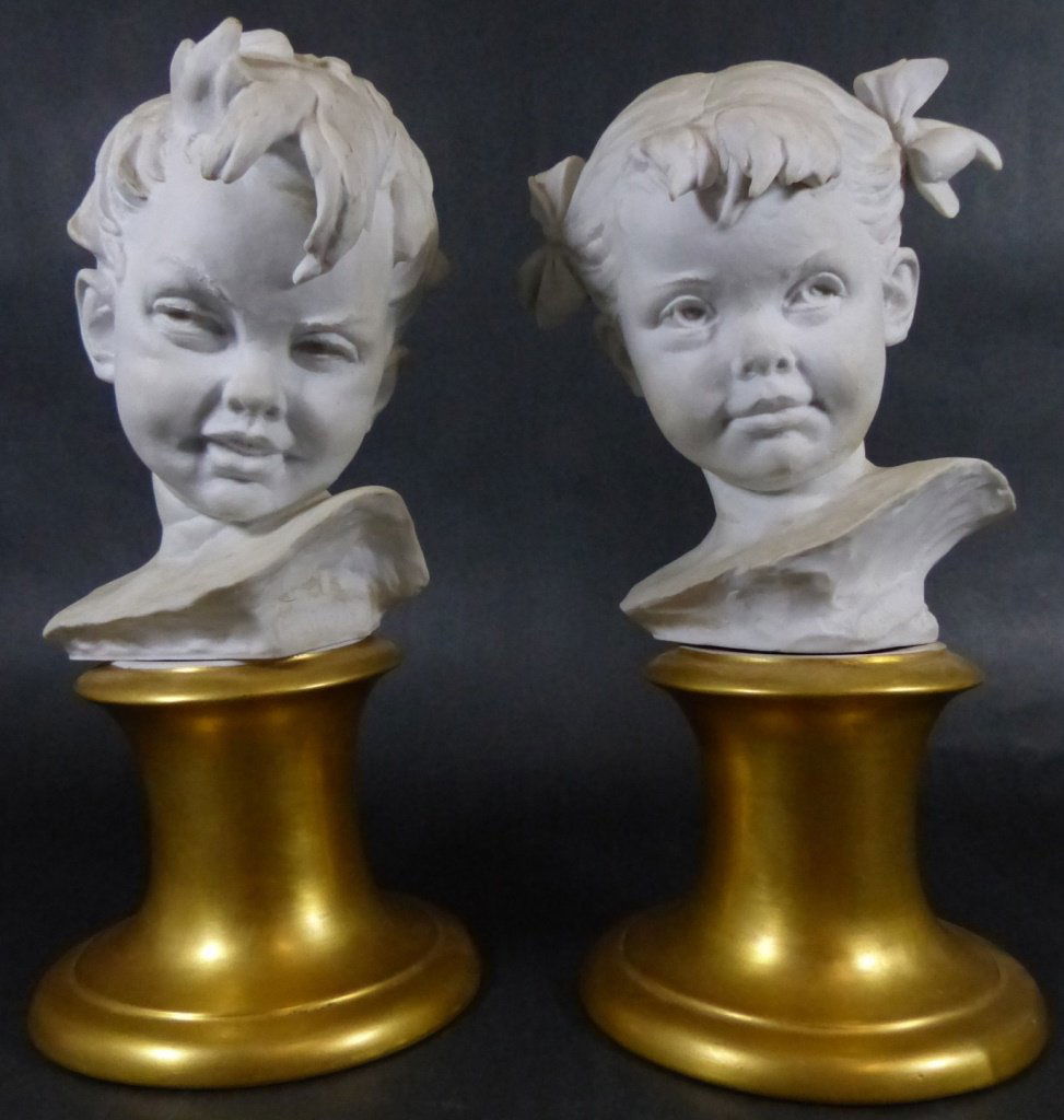 PAIR B. MERLI ITALAIN BISQUE PORCELAIN BUSTS (1 of 10)
