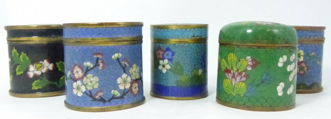 5pc CHINESE CLOISONNE ENAMEL LIDDED JARS (1 of 9)