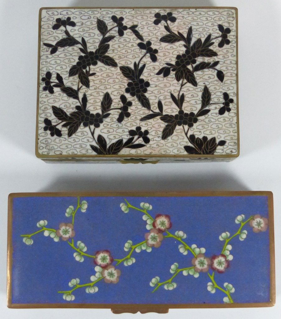 2pc CHINESE CLOISONNE ENAMEL LIDDED BOXES (1 of 7)