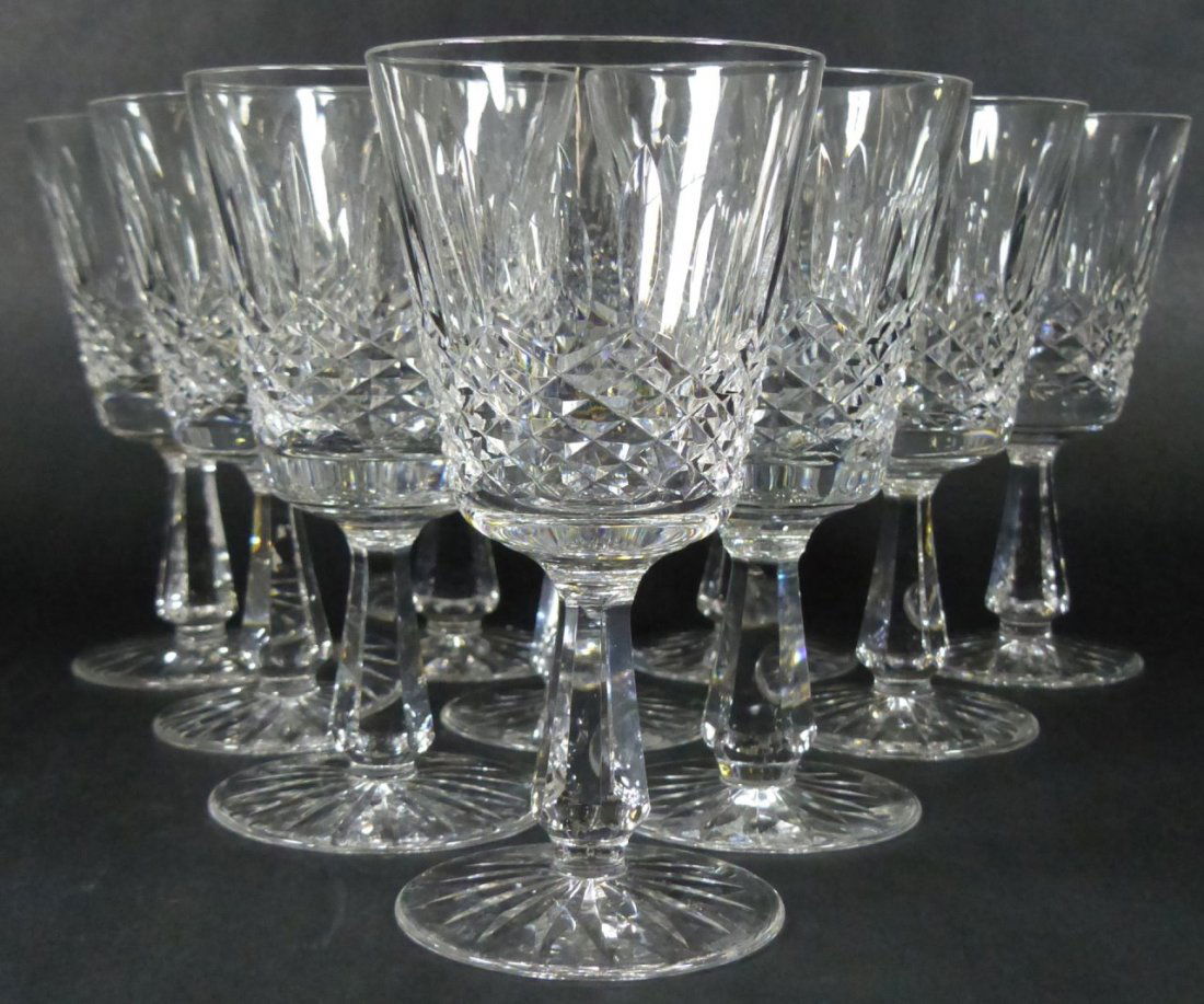 10pc WATERFORD KENMARE CUT CRYSTAL WATER GOBLETS (1 of 10)