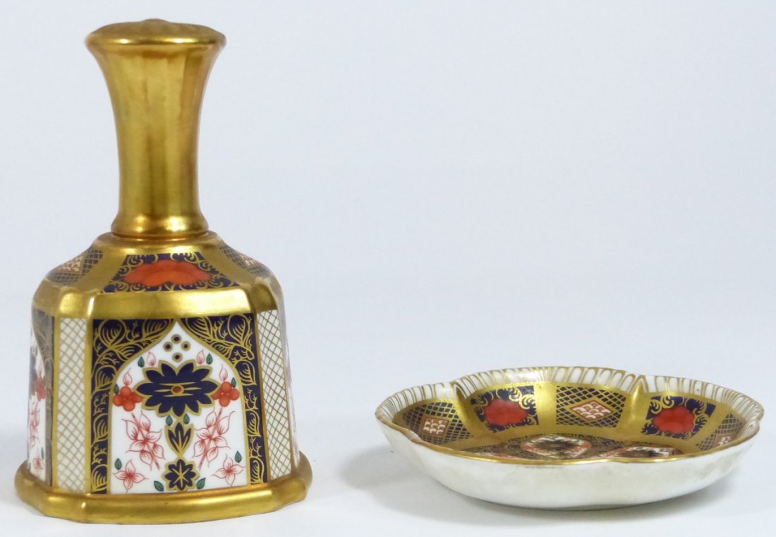 2pc ROYAL CROWN DERBY OLD IMARI BELL & TRAY (1 of 10)