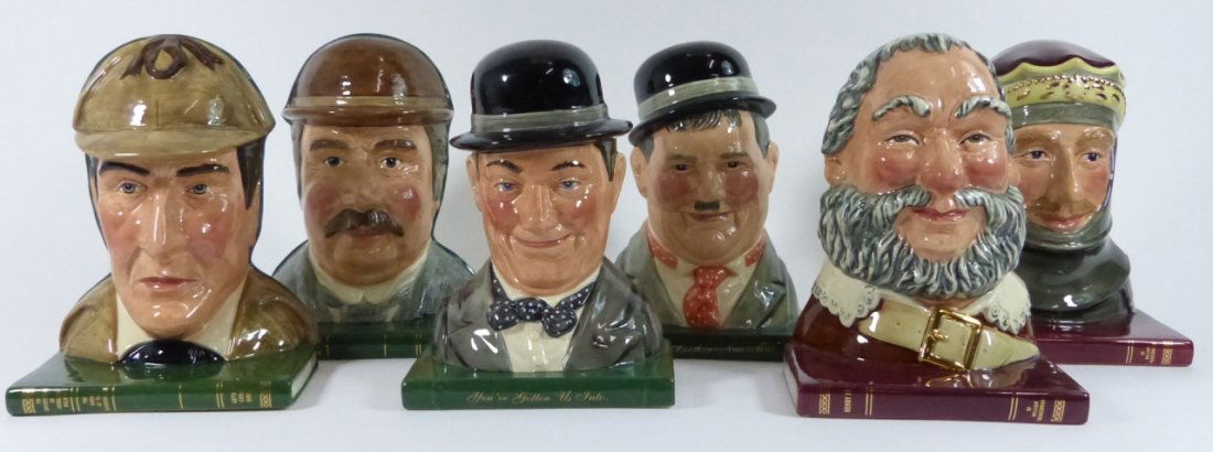 3 PAIR ROYAL DOULTON PORCELAIN CHARACTER BOOKENDS (1 of 8)