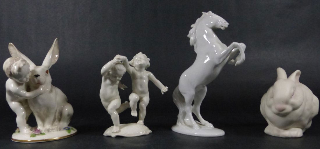 4pc PORCELAIN FIGURINES ANIMALS & CHILDREN (1 of 9)