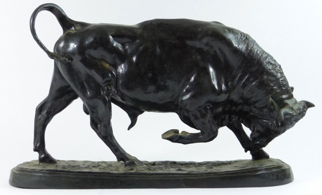 ISIDORE BONHEUR CHARGING BULL BRONZE SCULPTURE (1 of 10)