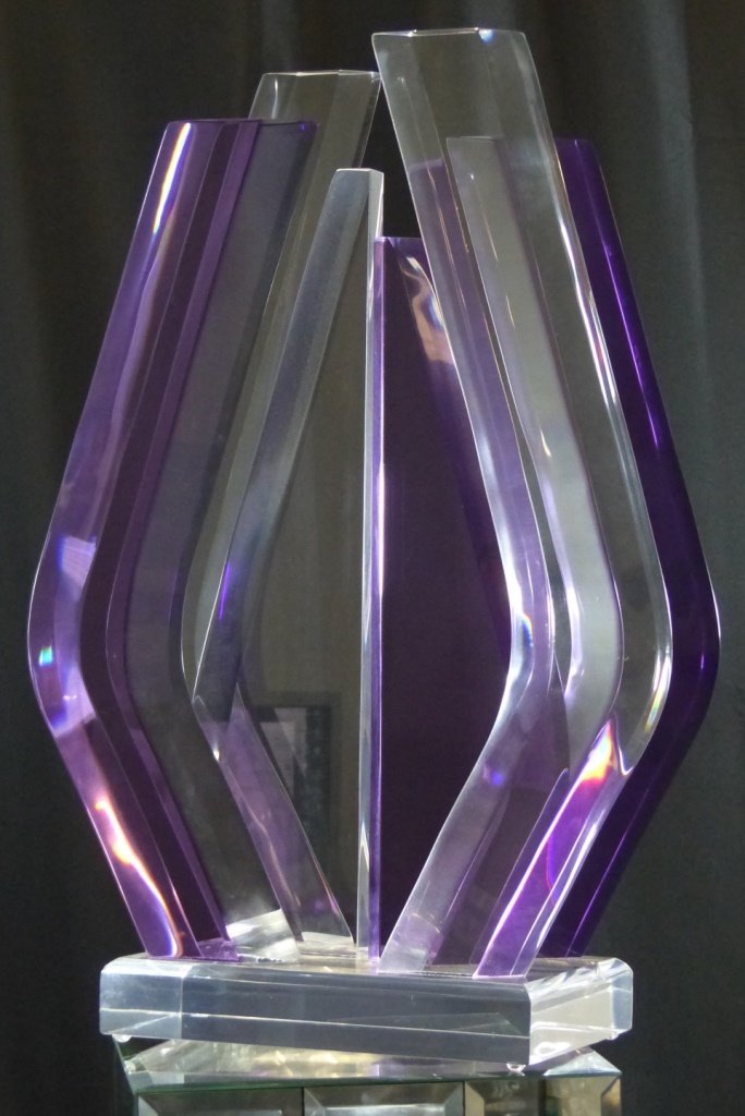 DAVID MUNIZ LUCITE SCULPTURE w PEDESTAL (1 of 9)
