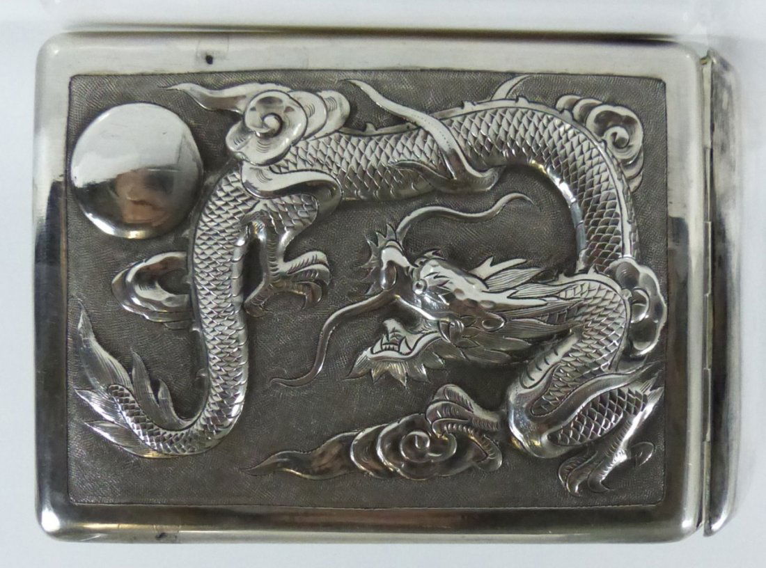 CHINESE SILVER DRAGON CIGARETTE CASE (1 of 8)