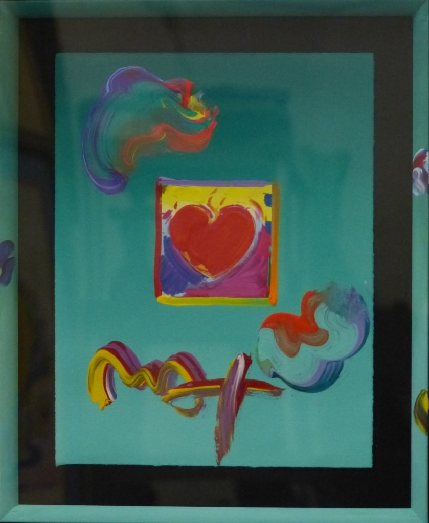 PETER MAX ACRYLIC MIXED MEDIA HEART ON PAPER (1 of 5)
