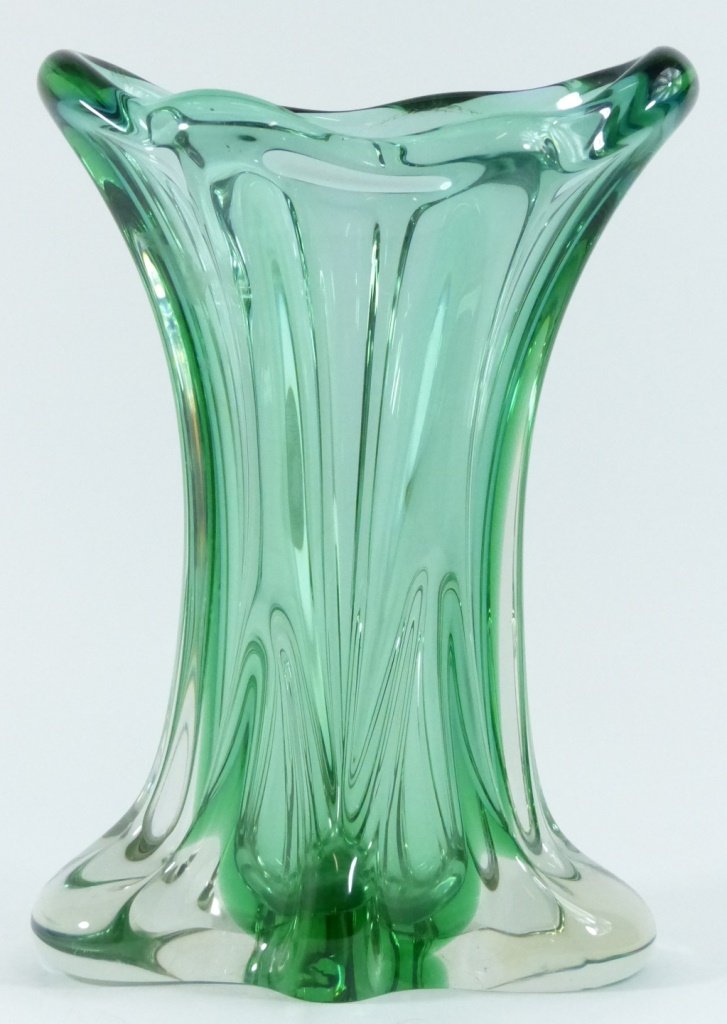 MURANO VINTAGE GREEN ART GLASS VASE (1 of 9)