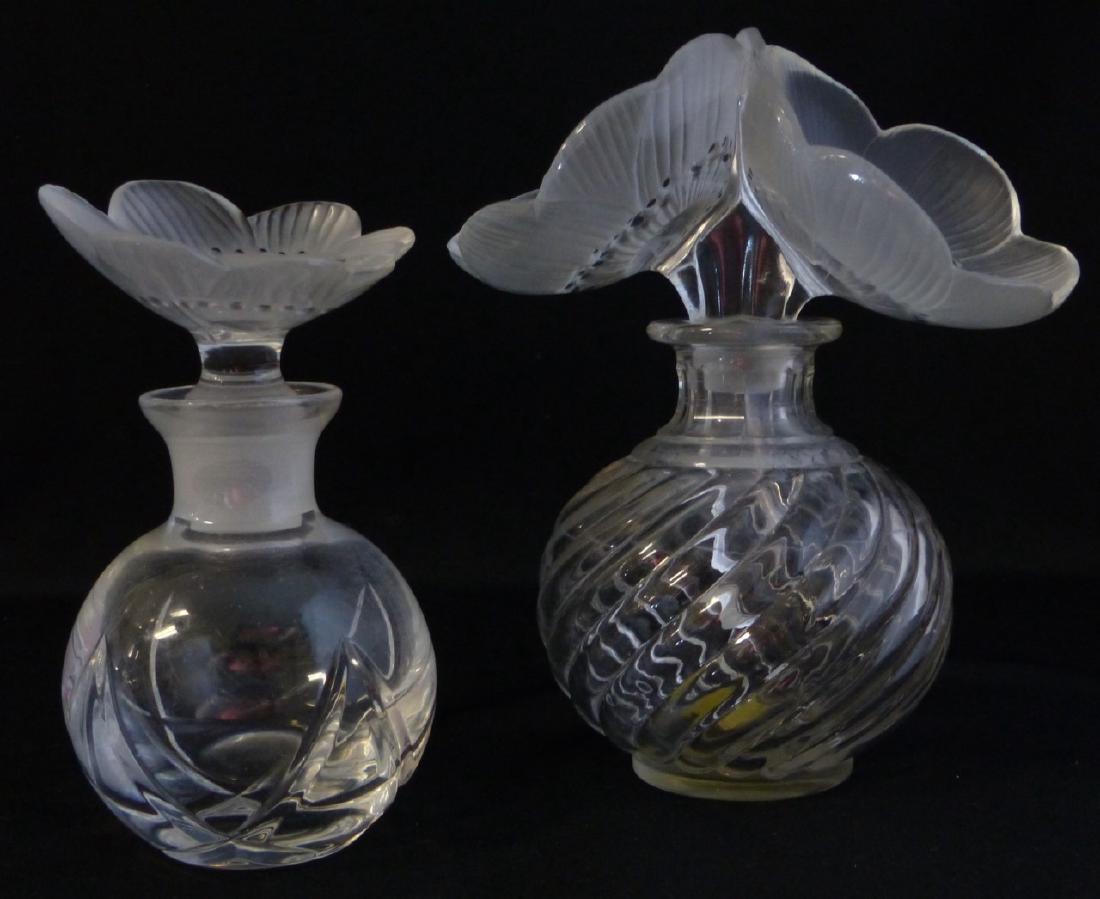 2pc LALIQUE CRYSTAL PERFUME BOTTLES w ANEMONE (1 of 10)