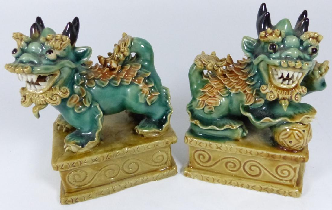 PAIR CHINESE ENAMEL FOO DOGS (1 of 10)