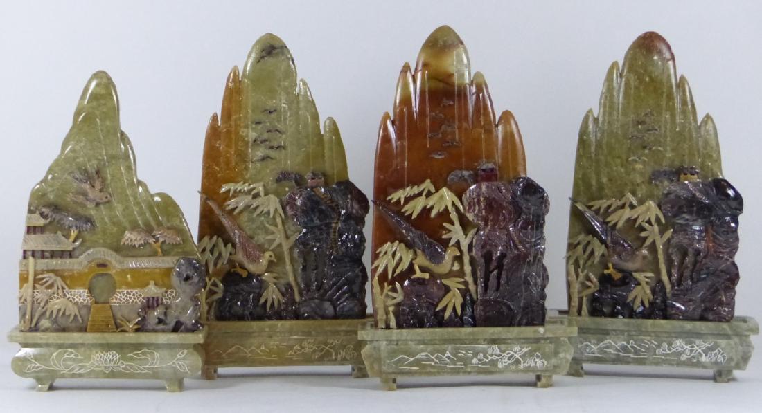4pc CHINESE CARVED HARDSTONE BIRD PLAQUES (1 of 8)