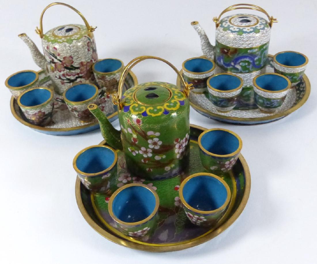 18pc CHINESE CLOISONNE MINIATURE TEA POT & CUPS (1 of 6)