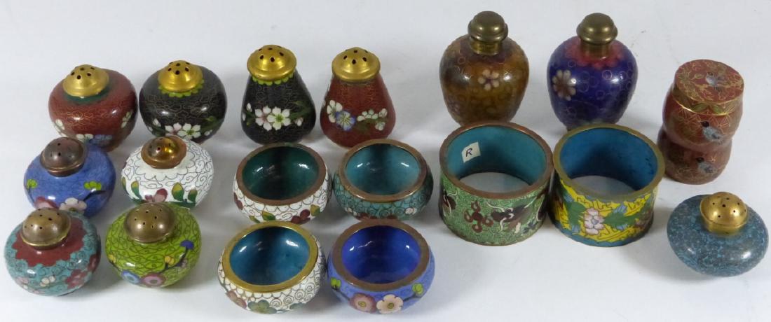 18pc LOT CHINESE CLOISONNE ENAMEL MINIATURE ITEMS (1 of 7)