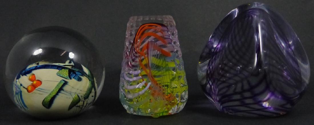 3pc SIGNED STUDIO ART GLASS PAPERWEIGHTS (1 of 10)