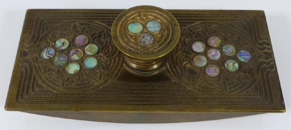 TIFFANY STUDIOS 'ABALONE' BRONZE ROCKER BLOTTER (1 of 8)