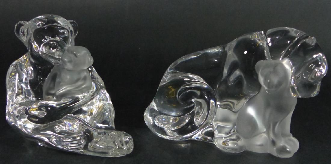 2pc SAINT LOUIS CRYSTAL MONKEY & LIONESS w YOUNG (1 of 9)