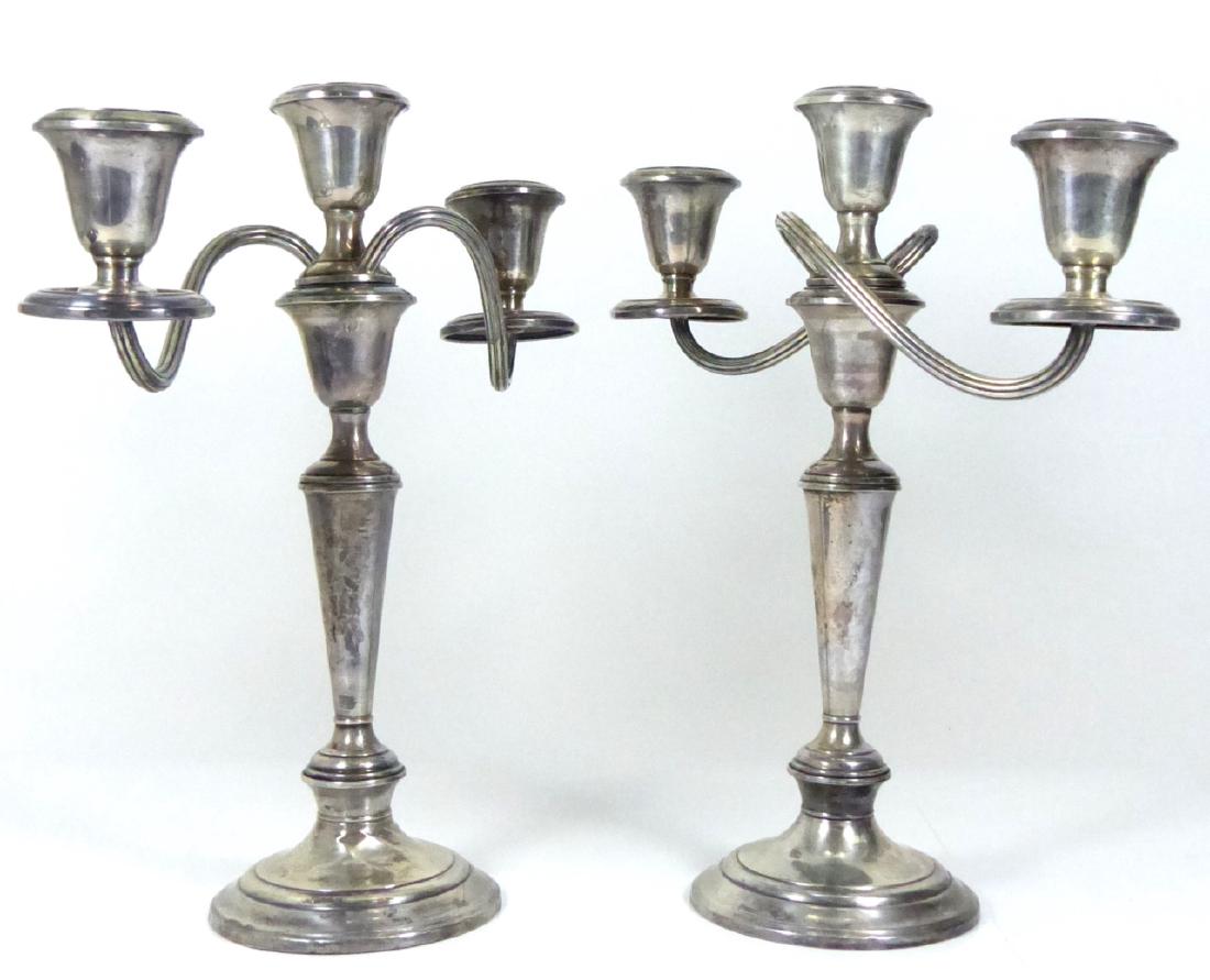 PAIR GORHAM STERLING SILVER 3-LIGHT CANDELABRA (1 of 10)