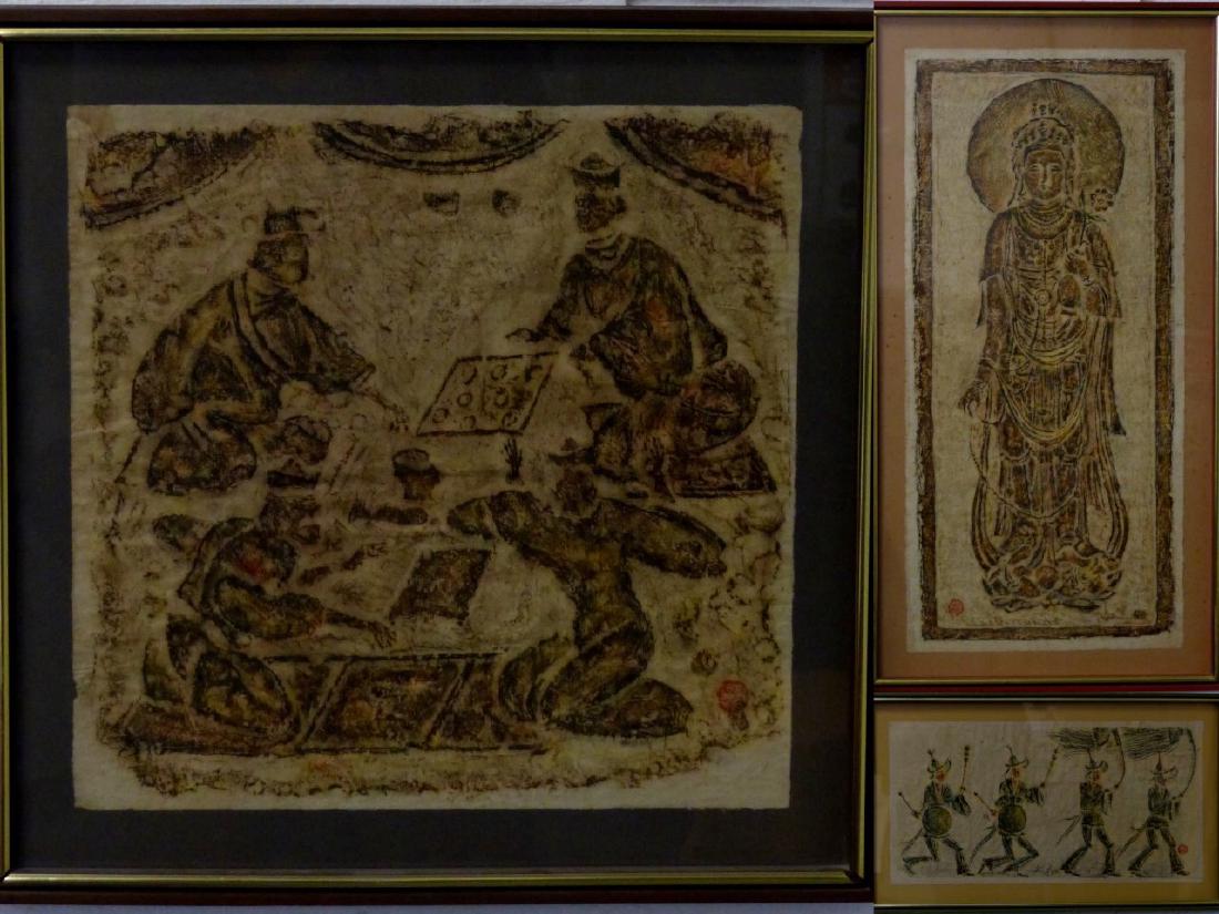 3pc CHINESE STONE RUBBINGS ON RICE PAPER (1 of 10)