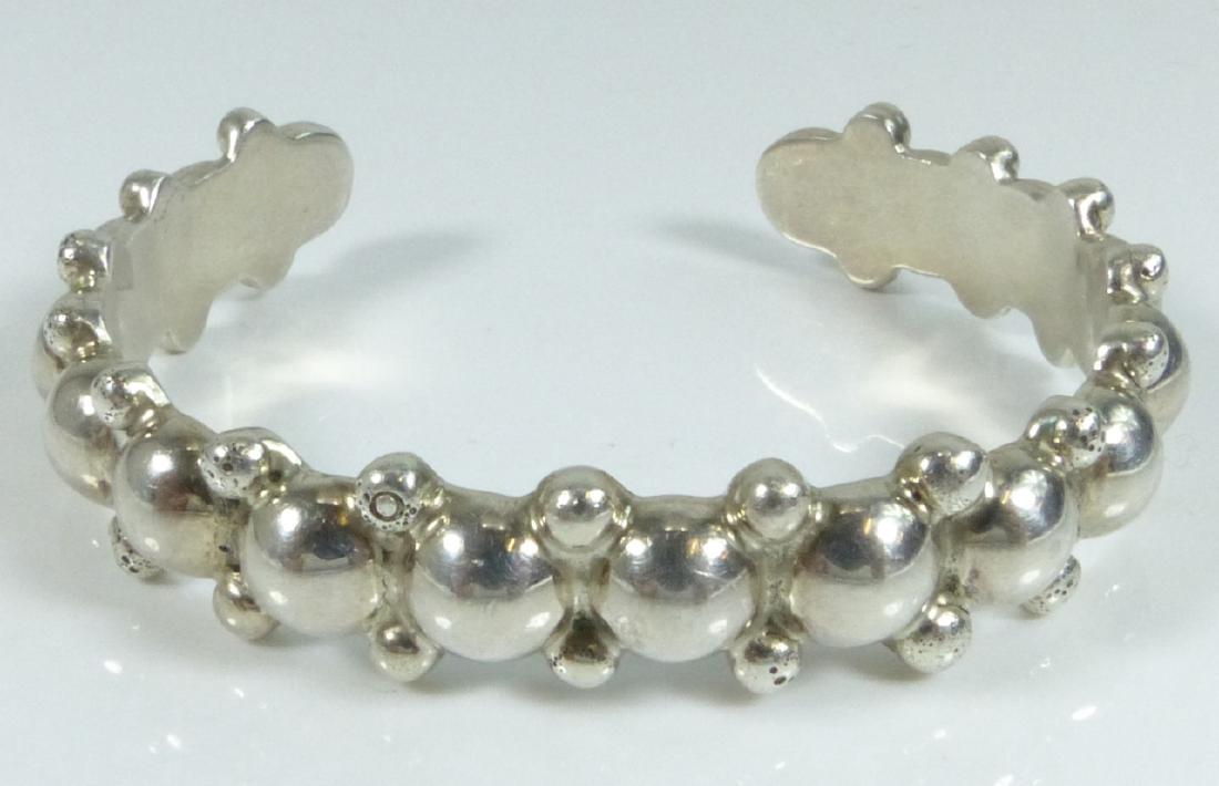 TAXCO MEXICAN STERLING SILVER CUFF BRACELET BEADED (1 of 8)