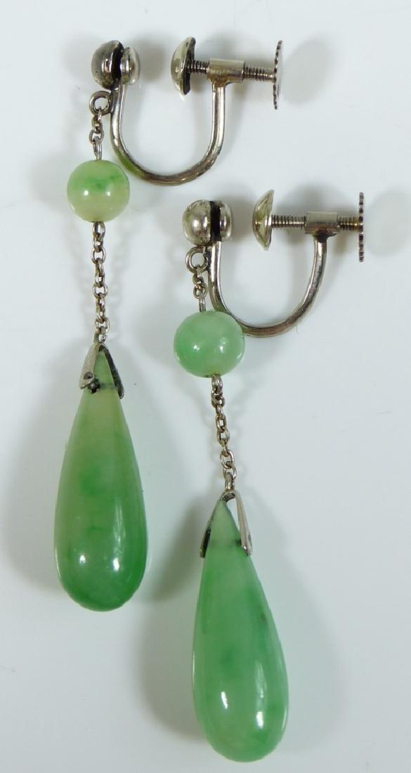 PR CHINESE 14kt WHITE GOLD JADEITE DROP EARRINGS (1 of 4)