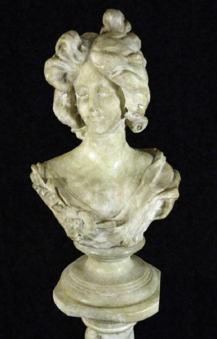 ALDOLFO CIPRIANI ALABASTER BUST w MARBLE PEDESTAL (1 of 9)