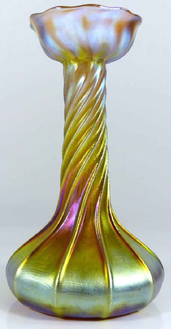 LOUIS C TIFFANY GOLD FAVRILE ART GLASS CANDLESTICK (1 of 8)