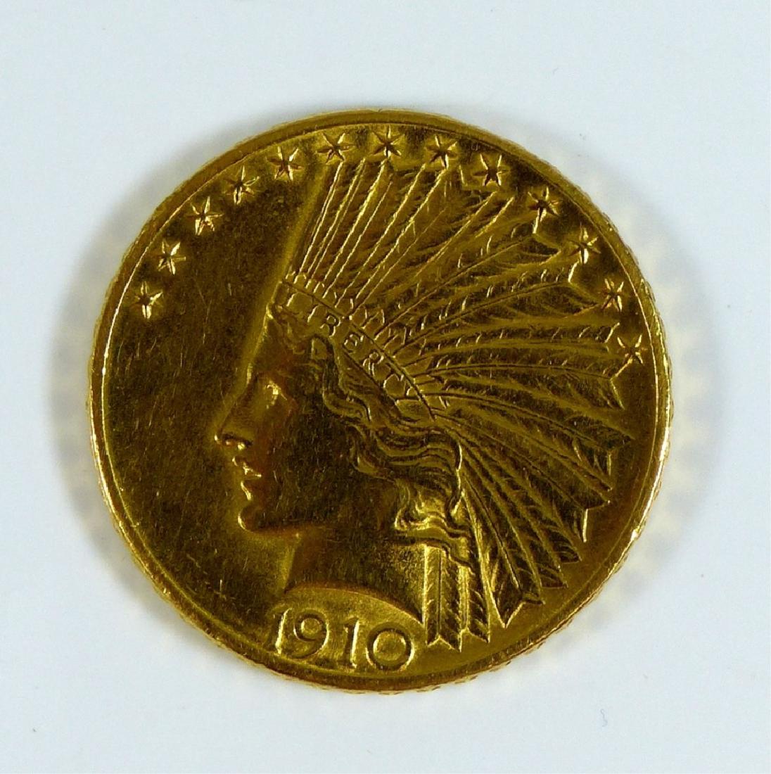 $10 GOLD INDIAN EAGLE 1910 (1 of 4)