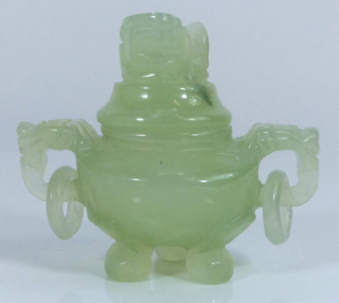 CHINESE CARVED MINIATURE JADE CENSER (1 of 8)