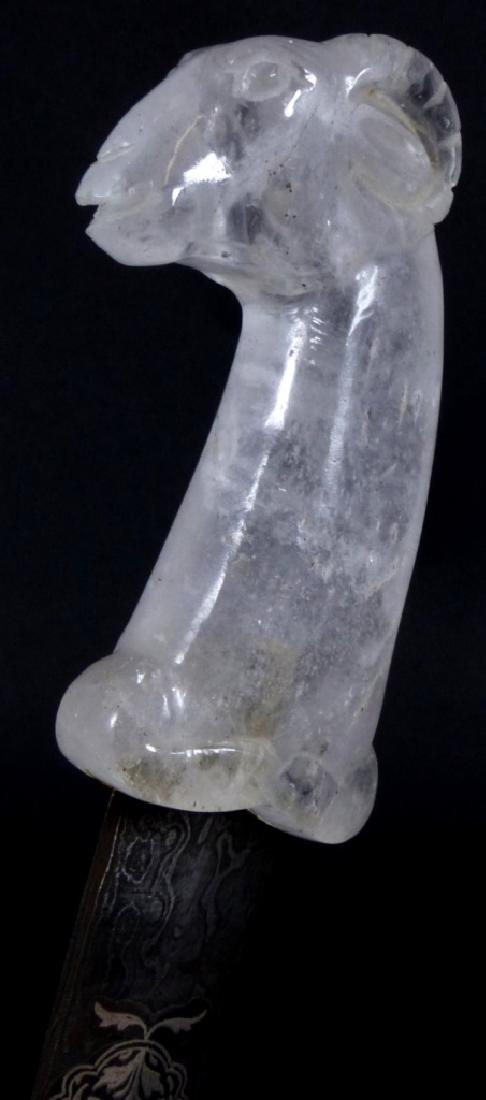 MUGHAL DAGGER w ROCK CRYSTAL RAM'S HEAD HANDLE (1 of 8)
