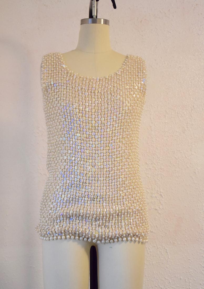 Vintage 1960s Wool Sequin Beaded Top (1 of 4)