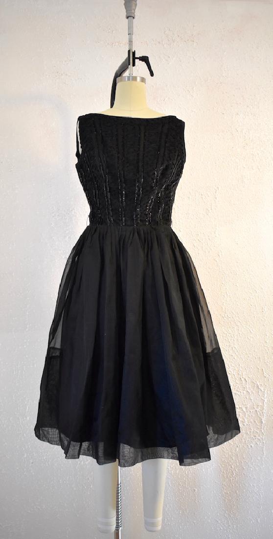 1960s Elinor Gay Original Black Sequin Day Dress: This item above Vintage 1960s Elinor Gay Original Black Sequin Day Dress. Excellent condition with minor wear. Metal zipper in the back for closure. Open hips with beautiful sequin design throughout t